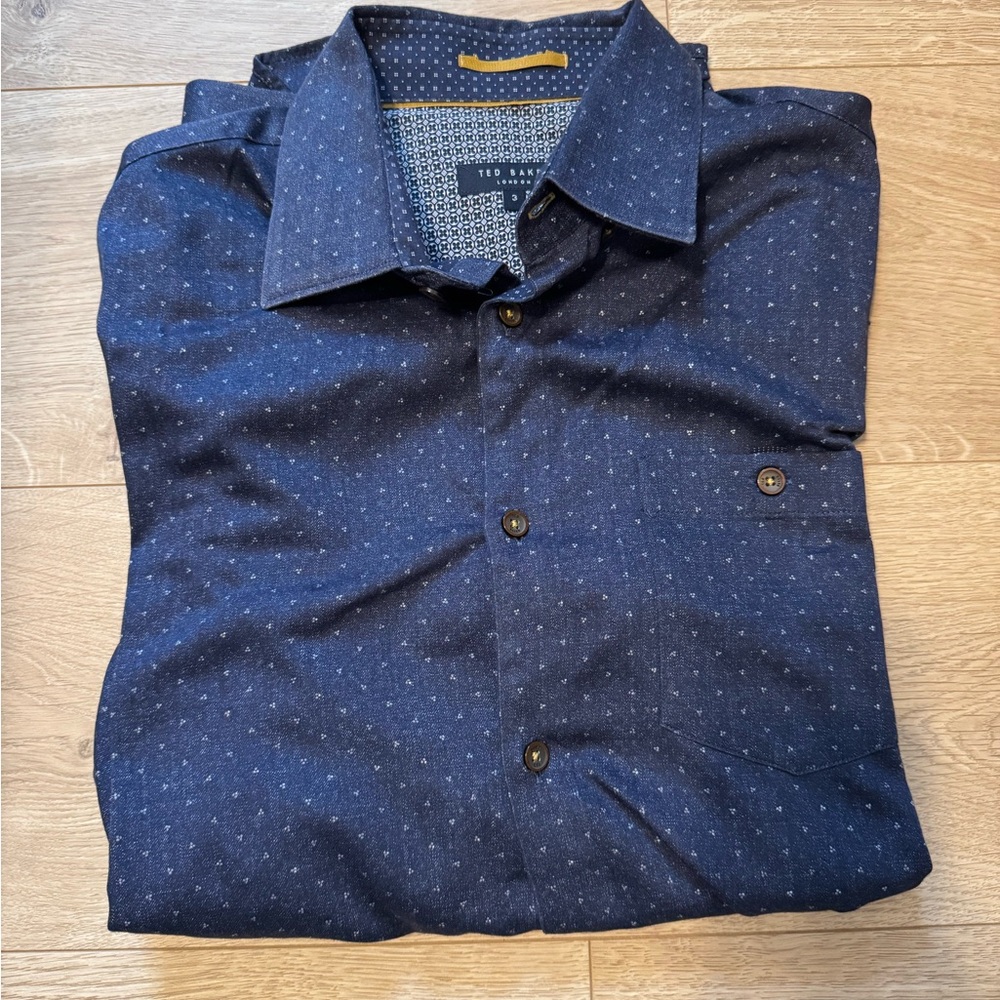 Ted Baker Dark Blue Patterned Button Down Shirt - image 2